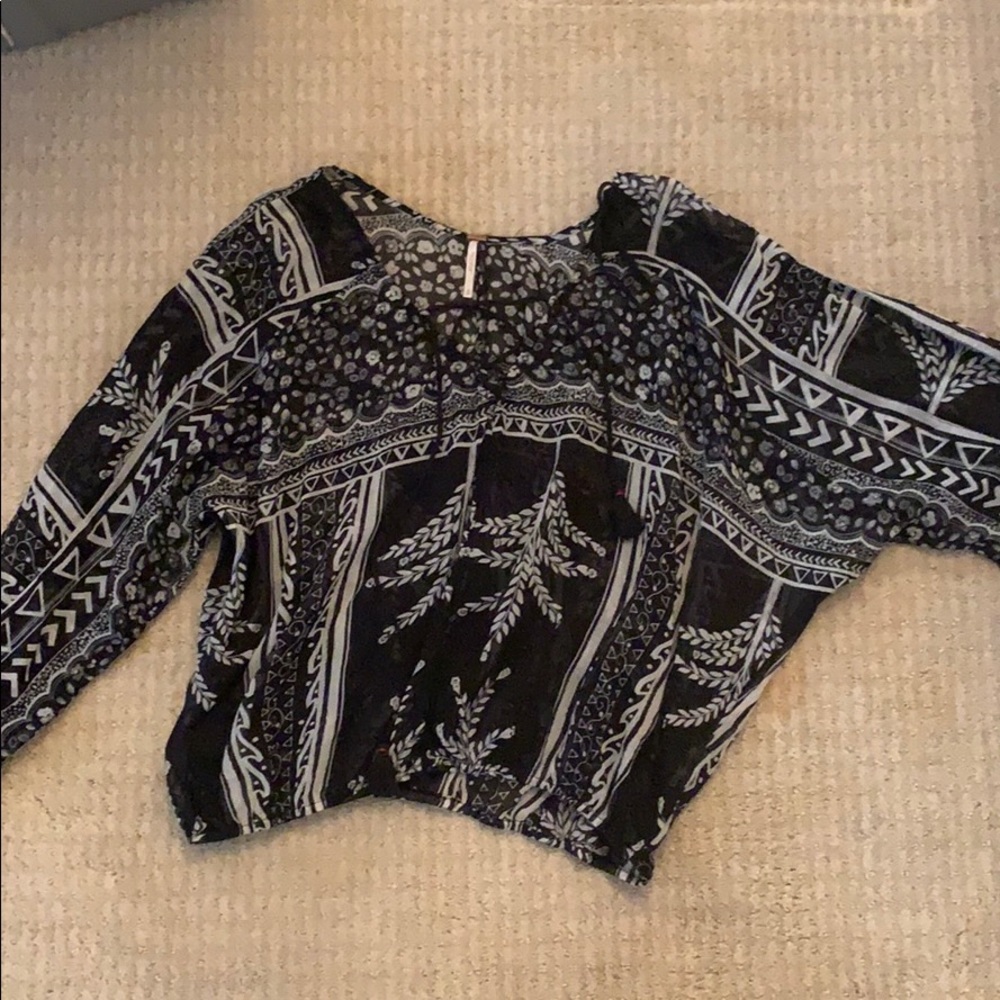 Free People Black & White Blouse